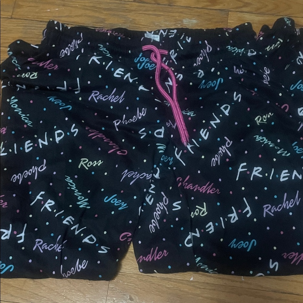 FRIENDS Black Joggers with Multicolor Names
